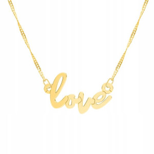 Łańcuszek złoty naszyjnik 925 Napis Love Miłość
