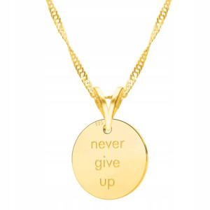 Łańcuszek złoty naszyjnik 925 Never Give Up