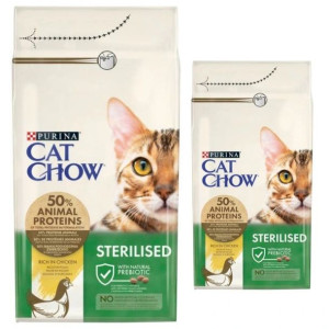Karma dla kota Purina Cat Chow Sterilised bogata w kurczaka 1,5 kg x 2