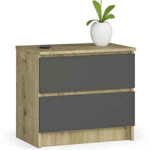 Komoda z gładkim frontem dąb artisan + grafit - Parin 3X