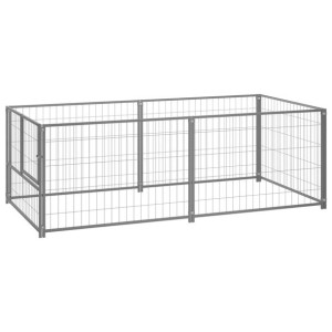Kojec dla psa, srebrny, 200x100x70 cm, stalowy