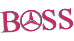Wycinana naklejka BOSS mercedes różowa