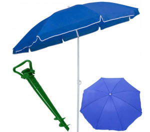 Duży Parasol Plażowy Ogrodowy Składany Uv + Świder
