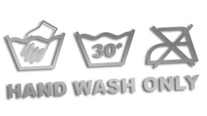 Wycinana naklejka HAND WASH ONLY srebrna