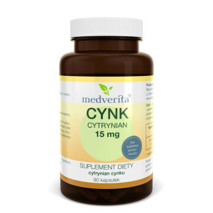 MEDVERITA Cytrynianu Cynku 15 mg 90 kaps.