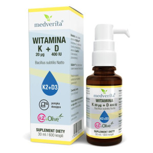 MEDVERITA Witamina K2 MK-7 20 µg + D3 400 IU W Kroplach 30 ml
