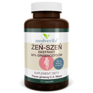 MEDVERITA Żeń-Szeń Właściwy Ekstrakt 30% Ginsenozydów 120 kaps.