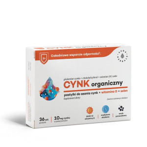 AURA HERBALS Cynk Organiczny 10 mg Witamina D3 Selen Do Ssania 36 szt.