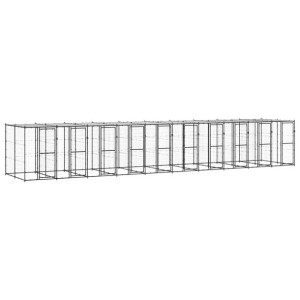 Kojec dla psa, z zadaszeniem, stalowy, 24,2 m²
