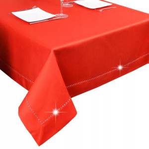 obrus plamoodporny GLAMOUR 220x140 czerwony, dżety
