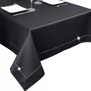 obrus plamoodporny GLAMOUR 500x140 czarny, dżety