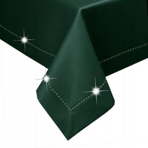 Obrus zielony ciemny GLAMOUR 220x140 złote dżety
