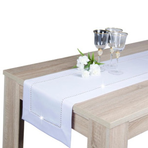 Pas biały GLAMOUR 38x180 złote dżety