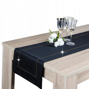 Pas czarny GLAMOUR 38x180 złote dżety