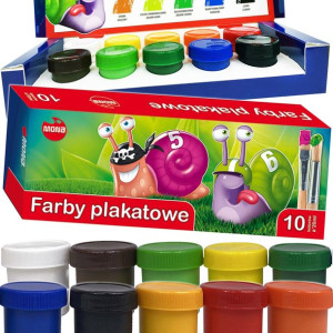 Mona Farby Plakatowe 10 Kolorów 20ml Zestaw 0104