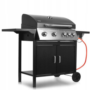 Grill Gazowy Ogrodowy Żeliwny Ruszt 4+1 Pokrowiec