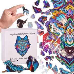 Puzzle Drewniane Układanka Dla Dorosłych Wilk A3