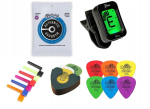 Struny Do Gitary Akustycznej +tuner +kostki +korbk