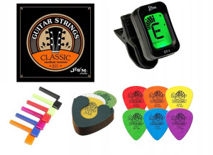 Struny Do Gitary Klasycznej +tuner +kostki +korbka