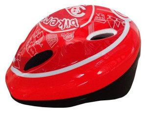 Kask rowerowy dziecięcy czerwono/biały rozm. M (52-56 cm)