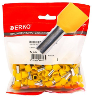 Końcówka Tulejka izol 2x6-14 100szt żółty ERKO