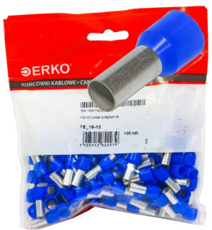 Końcówka tulejka izol TE 16/12 100szt niebies ERKO