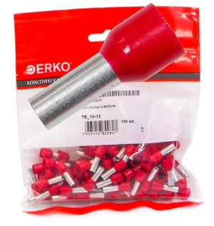 Końcówka tulejka izol TE 10/12 100szt czerwon ERKO