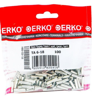 Końcówka tulejkowa nieizolow TA 6/18 ERKO 100szt