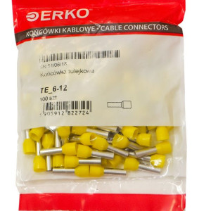 Końcówka tulejka izol TE 6/12 100szt żółte ERKO