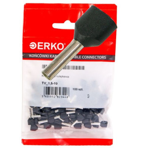 Końcówka Tulejka izol 2x1,5-10 100szt szary ERKO