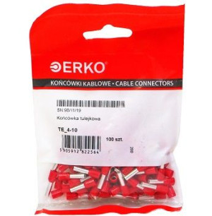 Końcówka tulejka izol TE 4/10 100szt czerwone ERKO