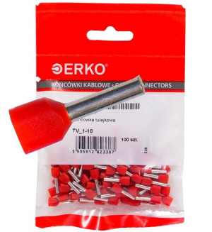 Końcówka Tulejka izol 2x1-10 100szt czerwony ERKO