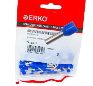 Końcówka tulejka izol TE 2,5/10 100szt Niebie ERKO