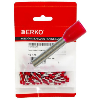 Końcówka tulejka izol TE 1/10 100szt czerwone ERKO