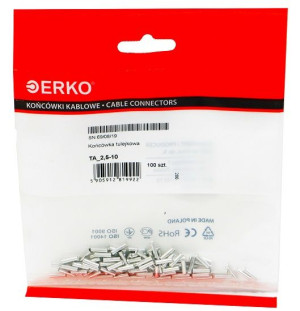 Końcówka tulejkowa nieizolow TA 2,5/10 ERKO 100szt
