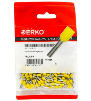 Końcówka tulejka izol TE 1,5/8 100szt żółta ERKO