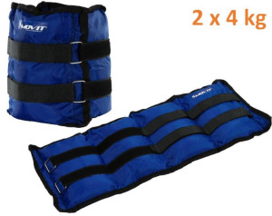 Niebieskie opaski obciążające na rzepy 2 x 4 kg MOVIT