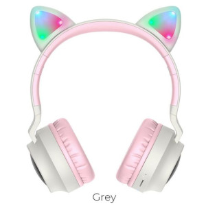 Hoco słuchawki bluetooth nagłowne W27 CAT EAR szary