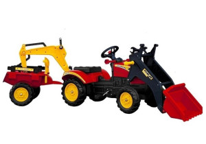 Traktor Z Przyczepą I Łyżką Na Pedały Benson Czerwony