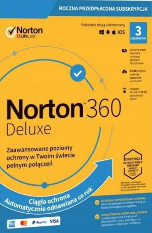 Norton 360 Deluxe 3 Pc 1 Rok + 25gb + Secure Vpn