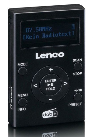Lenco Pdr-011bk - Przenośne, Kieszonkowe Radio Dab+ / Fm I Odtwarzacz Mp4