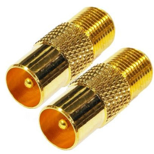 2x Wtyk antenowy adapter F IEC F Cu BX5399 złote