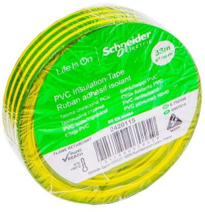 Taśma izolacyjna 19mmx33m żółto-zielony SCHNEIDER
