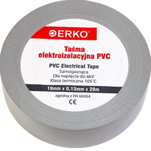 Taśma izolacyjna duża 19mm 20m Szara ERKO