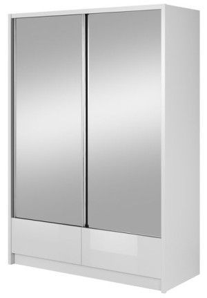 Szafa przesuwna z  dużym lustrem KORFU Biała 150cm