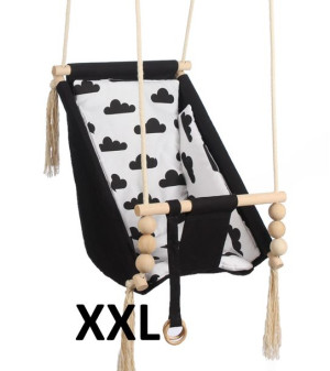 KIDABOO Huśtawka dla dziecka XXL 3w1 BUJAK CERTYFIKAT CZARNA CHMURKI