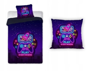 Pościel 160x200 Dziecięca Gamer Gamerska Poduszka