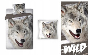 Pościel 140x200 Wilk Wolf + Ręcznik + Poduszka