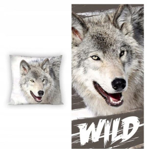 Ręcznik + Poduszka Wilk Wolf z Wilkiem Zestaw