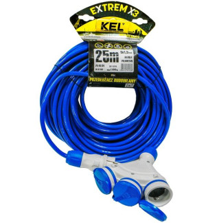 Przedłużacz PUR niebieski 25m 3x1,5 IP54 W-01183